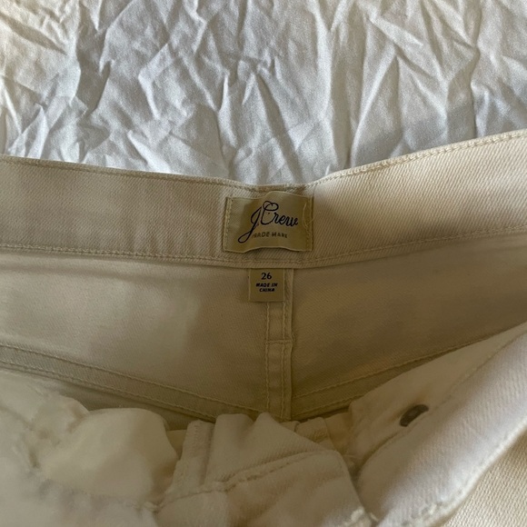 J. Crew High Rise Stretch Frayed White Denim Shorts - Picture 3 of 7